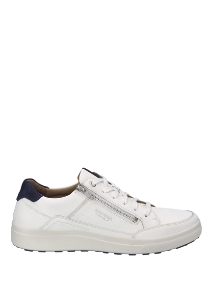Josef Seibel Maddox 07 Leather Lace Up Trainers, White, White