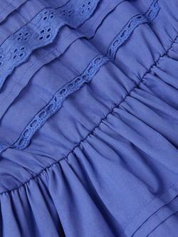 Monsoon Kids' Broderie Tiered Dress, Blue - view 2, Blue