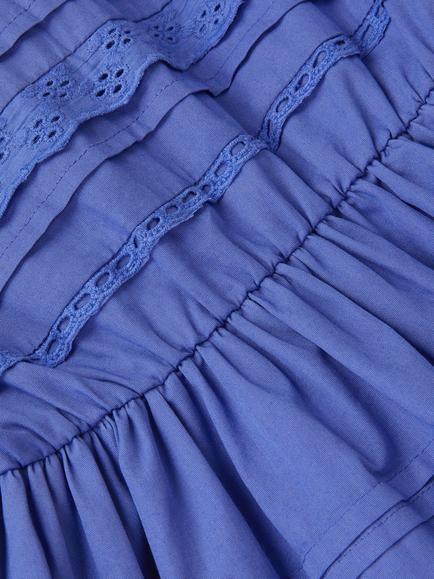 Monsoon Kids' Broderie Tiered Dress, Blue - view 2, Blue