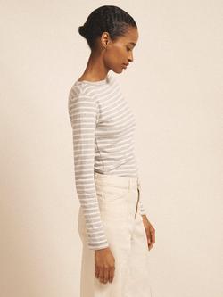 NRBY Billie Breton Stripe Top - view 2, Silver Grey/White