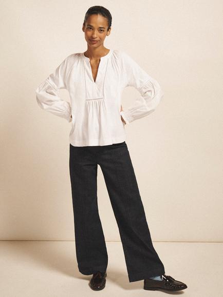 NRBY Jessie Poplin Lace Trim Top, White - view 2, White