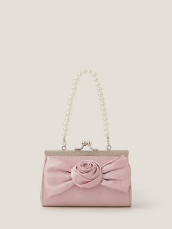 Monsoon Kids' Satin Rose Bow Mini Bag, Pale Pink