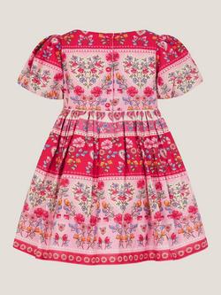 Monsoon Baby Heart Embroidered Floral Print Dress, Pink - view 2, Pink