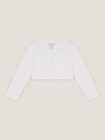 Monsoon Baby Ottilie Appliqué Rose Cardigan, White, White