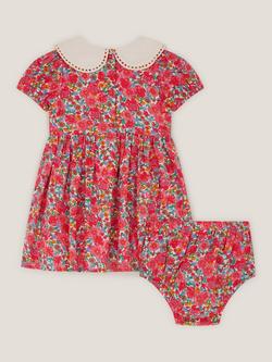 Monsoon Baby Floral Puff Sleeve Dress Set, Pink - view 2, Pink
