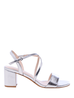 Paradox London Honeysilk Wide Fit Block Heel Strappy Sandals, Silver, Silver