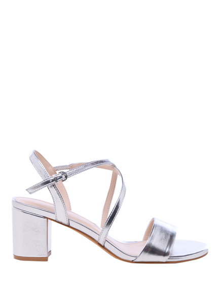 Paradox London Honeysilk Wide Fit Block Heel Strappy Sandals, Silver, Silver