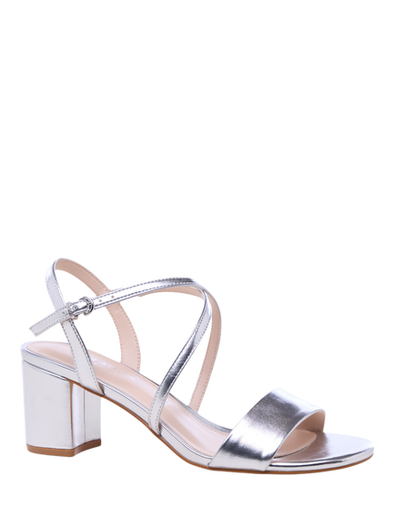 Paradox London Honeysilk Wide Fit Block Heel Strappy Sandals, Silver - view 2, Silver