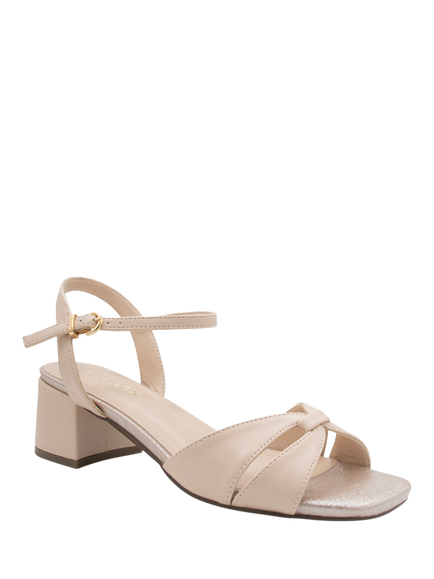 Paradox London Melina Low Block Heel Wedding Sandals, Nude - view 2, Nude