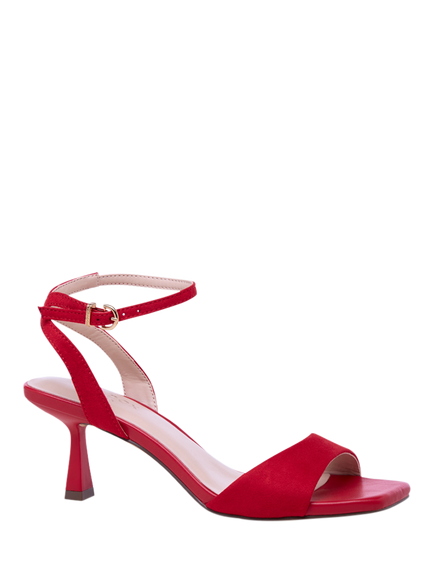 Paradox London Melrose Flared Heel Strappy Sandals, Red - view 2, Red