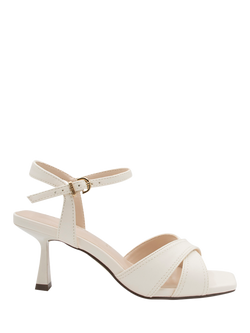 Paradox London Tassia Wide Fit Flared Heel Sandals, Cream, Cream