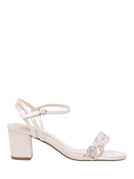 Paradox London Adorn Wide Fit Block Heel Wedding Sandals, Ivory, Ivory