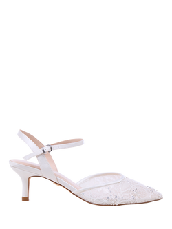 Paradox London Alaria Lace Detail Wedding Court Shoes, Ivory, Ivory