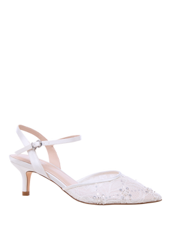 Paradox London Alaria Lace Detail Wedding Court Shoes, Ivory - view 2, Ivory