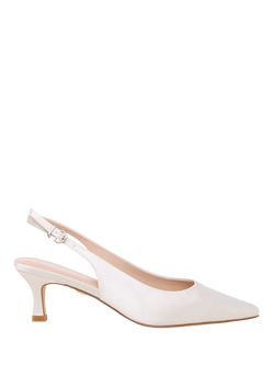 Paradox London Alma Satin Slingback Wedding Court Shoes, Ivory, Ivory