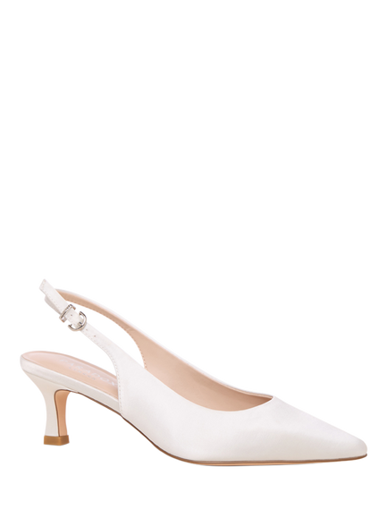 Paradox London Alma Satin Slingback Wedding Court Shoes, Ivory - view 2, Ivory