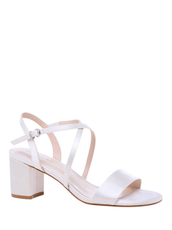 Paradox London Amaris Wide Fit Block Heel Wedding Sandals, Ivory - view 2, Ivory