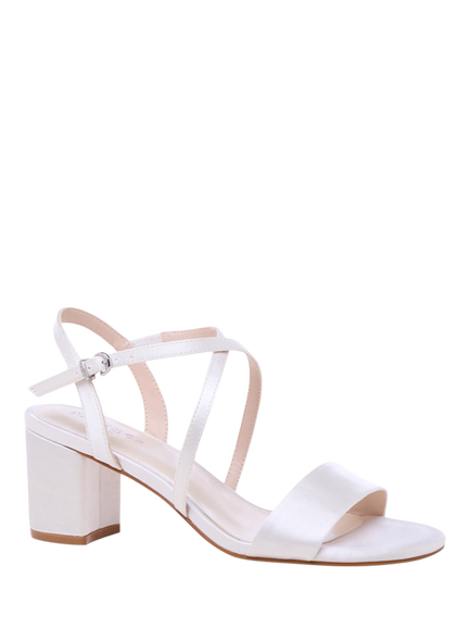 Paradox London Amaris Wide Fit Block Heel Wedding Sandals, Ivory - view 2, Ivory