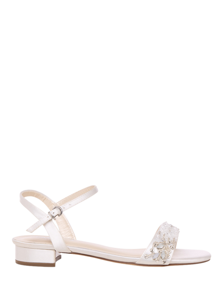 Paradox London Amaryllis Low Heel Wedding Sandals, Ivory, Ivory