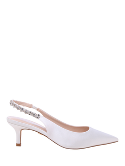 Paradox London Angelique Slingback Kitten Heel Wedding Court Shoes, Ivory, Ivory