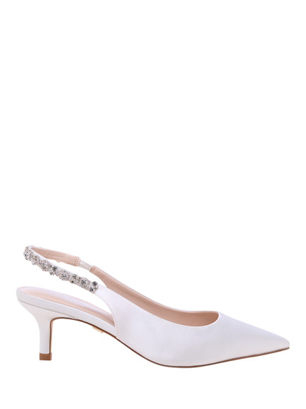 Paradox London Angelique Slingback Kitten Heel Wedding Court Shoes, Ivory, Ivory