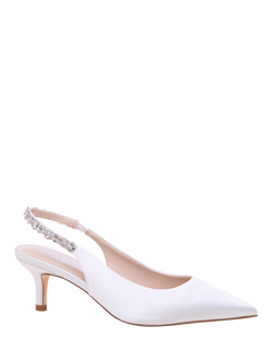 Paradox London Angelique Slingback Kitten Heel Wedding Court Shoes, Ivory - view 2, Ivory