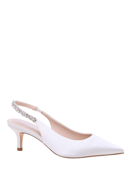 Paradox London Angelique Slingback Kitten Heel Wedding Court Shoes, Ivory - view 2, Ivory