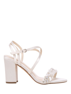 Paradox London Atelier Block Heel Cross Strap Wedding Sandals, Ivory, Ivory