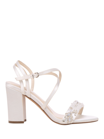 Paradox London Atelier Block Heel Cross Strap Wedding Sandals, Ivory, Ivory