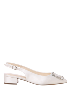 Paradox London Bejewled Wide Fit Slingback Wedding Court Shoes, Ivory, Ivory