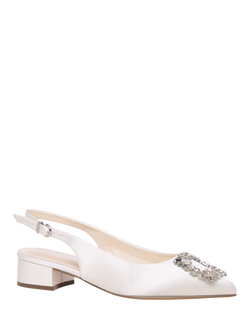 Paradox London Bejewled Wide Fit Slingback Wedding Court Shoes, Ivory - view 2, Ivory