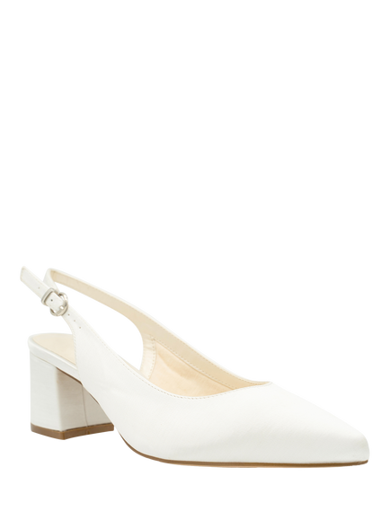 Paradox London Bessy Wide Fit Block Heel Slingback Wedding Court Shoes , Ivory - view 2, Ivory