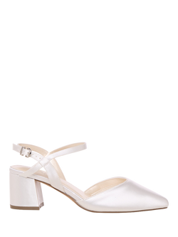 Paradox London Bianco Wide Fit Block Heel Wedding Court Shoes, Ivory, Ivory