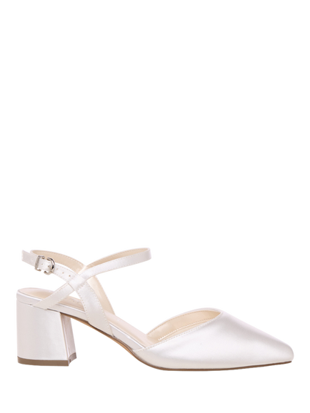 Paradox London Bianco Wide Fit Block Heel Wedding Court Shoes, Ivory, Ivory
