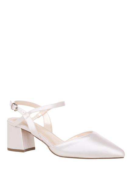 Paradox London Bianco Wide Fit Block Heel Wedding Court Shoes, Ivory - view 2, Ivory