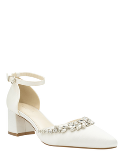 Paradox London Cinta Mid Block Heel Ankle Strap Wedding Court Shoes, Ivory - view 2, Ivory