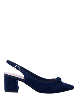 Paradox London Ilene Block Heel Knot Detail Court Shoes, Navy, Navy