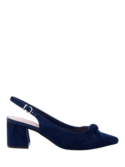 Paradox London Ilene Block Heel Knot Detail Court Shoes, Navy, Navy