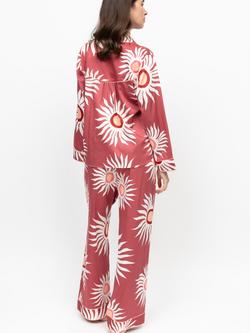 Fable & Eve Rosebery Abstract Suns Button Down Long Pyjama Set, Terracotta - view 2, Terracotta