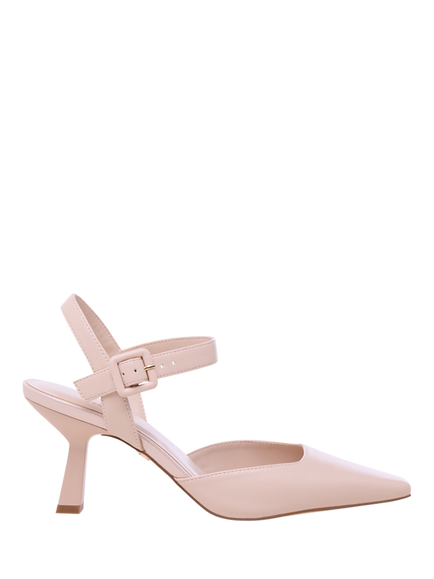 Paradox London Tempest Flared Heel Court Shoes, Nude, Nude