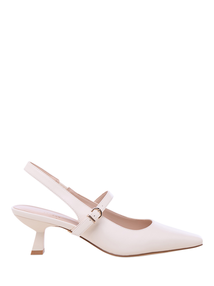Paradox London Tropicana Flared Heel Slingback Court Shoes, Cream, Cream