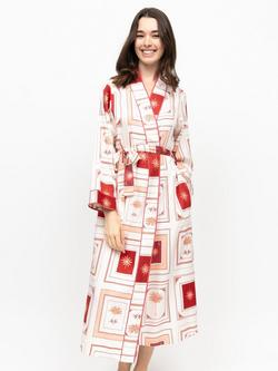 Fable & Eve Rosebery Postcard Collage Dressing Gown, Cream, Cream