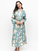 Fable & Eve Pimlico Solid Long Dressing Gown, Emerald Green
