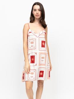 Fable & Eve Postcard Collage Sleeveless Nightdress, Cream, Cream