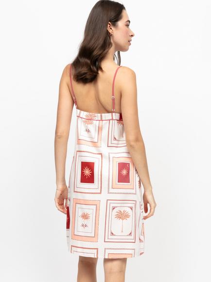 Fable & Eve Postcard Collage Sleeveless Nightdress, Cream - view 2, Cream