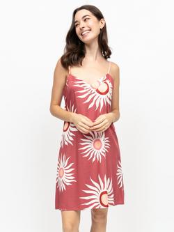 Fable & Eve Rosebery Abstract Suns Sleeveless Nightdress, Terracotta, Terracotta