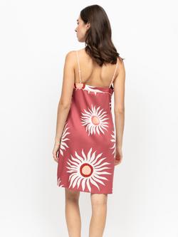 Fable & Eve Rosebery Abstract Suns Sleeveless Nightdress, Terracotta - view 2, Terracotta