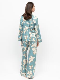 Fable & Eve Somerset Floral Button Down Long Pyjama Set, Cerulean Blue - view 2, Cerulean Blue