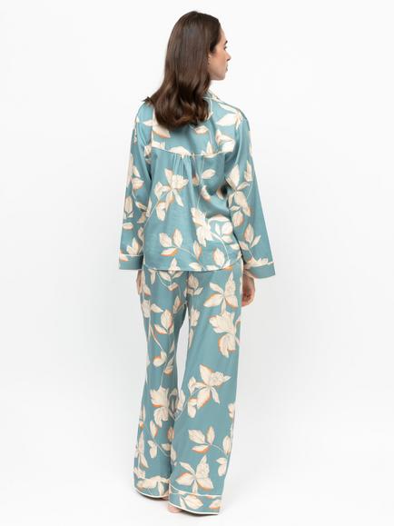 Fable & Eve Somerset Floral Button Down Long Pyjama Set, Cerulean Blue - view 2, Cerulean Blue