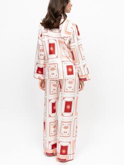 Fable & Eve Postcard Collage Button Down Long Pyjama Set, Cream - view 2, Cream